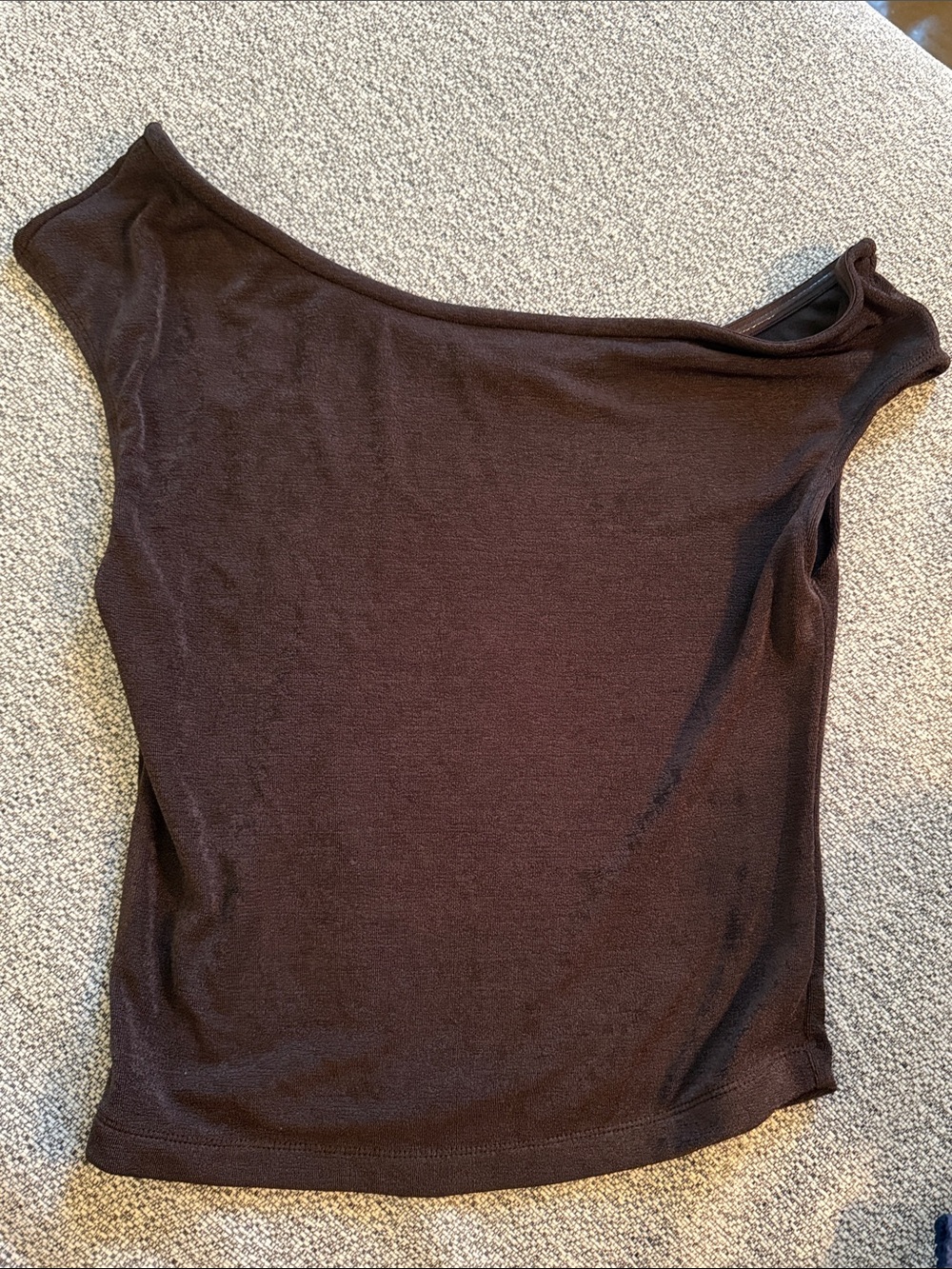 Asymmetric One-Shoulder Brown Tank Top